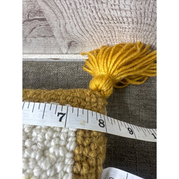 Peking Handcrafted Chi Chi Leopard Lumbar Hook Pillow Tassels Yellow White Wool - Picture 5 of 5